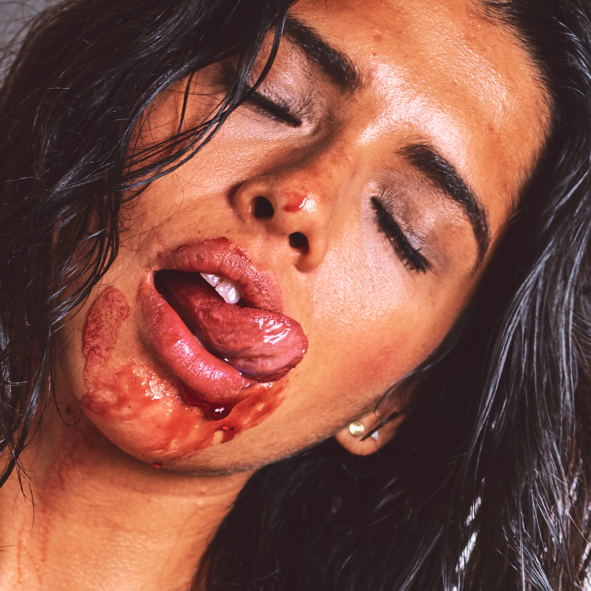 Spanish Guatemalan Body Jam sensual messy strawberry tongue photography Cinaed Dane